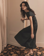 Veronica Beard Lisette Cotton Poplin Midi Dress - Black