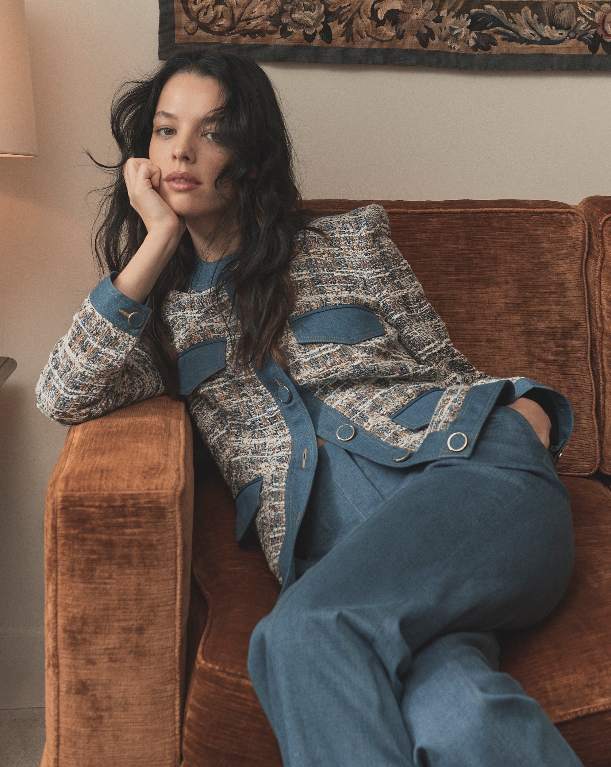 Ainslie Tweed Jacket in Navy Multi & White | Veronica Beard