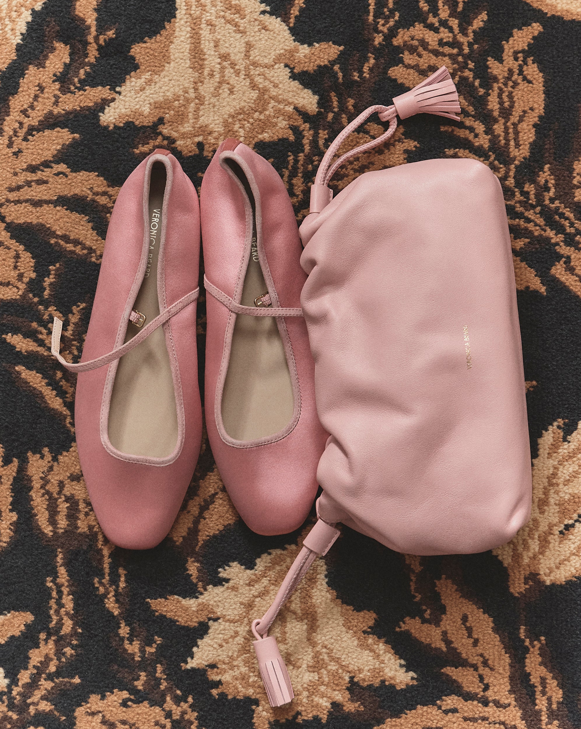 Veronica Beard Ellie Satin Flat - Petal Pink
