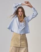 Veronica Beard Kaits Striped Blouse - Ice Blue Multi