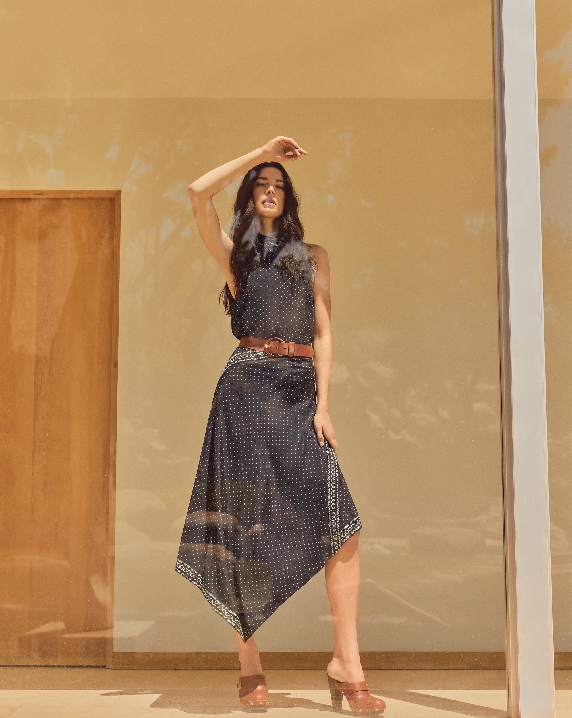 Hartley Asymmetrical Skirt in Navy Polka Dots | Veronica Beard