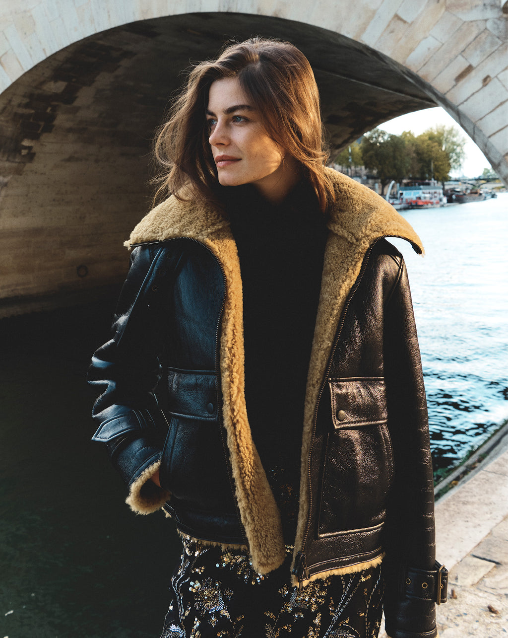 Veronica Beard Danika Shearling Jacket - Shiny Black