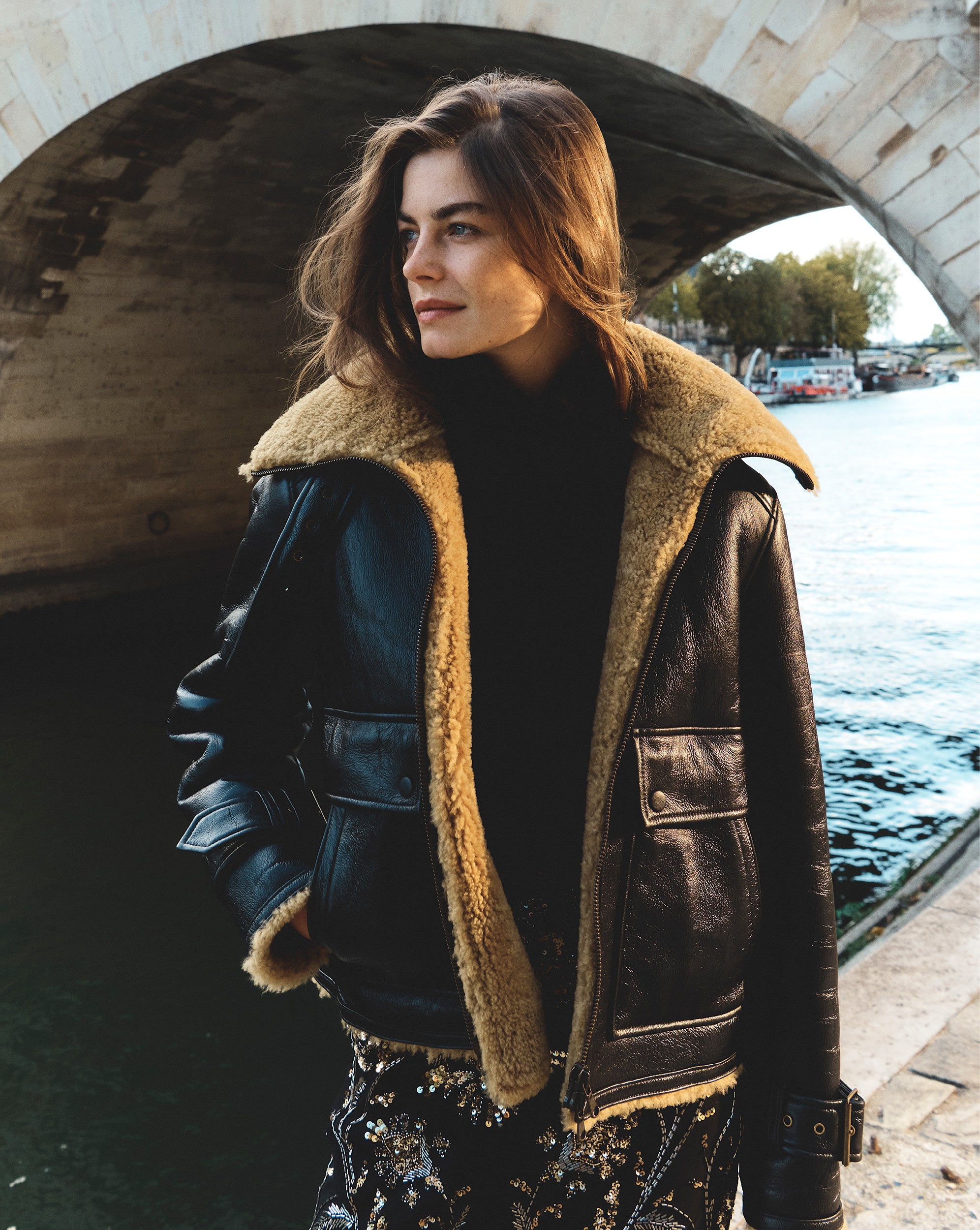 Veronica Beard Danika Shearling Jacket - Shiny Black