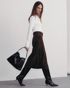 Veronica Beard Alexie Suede Midi Skirt - Mocha