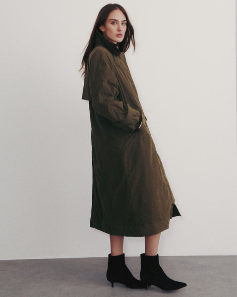 Dietz Coated Field Coat in Green Army | Veronica Beard