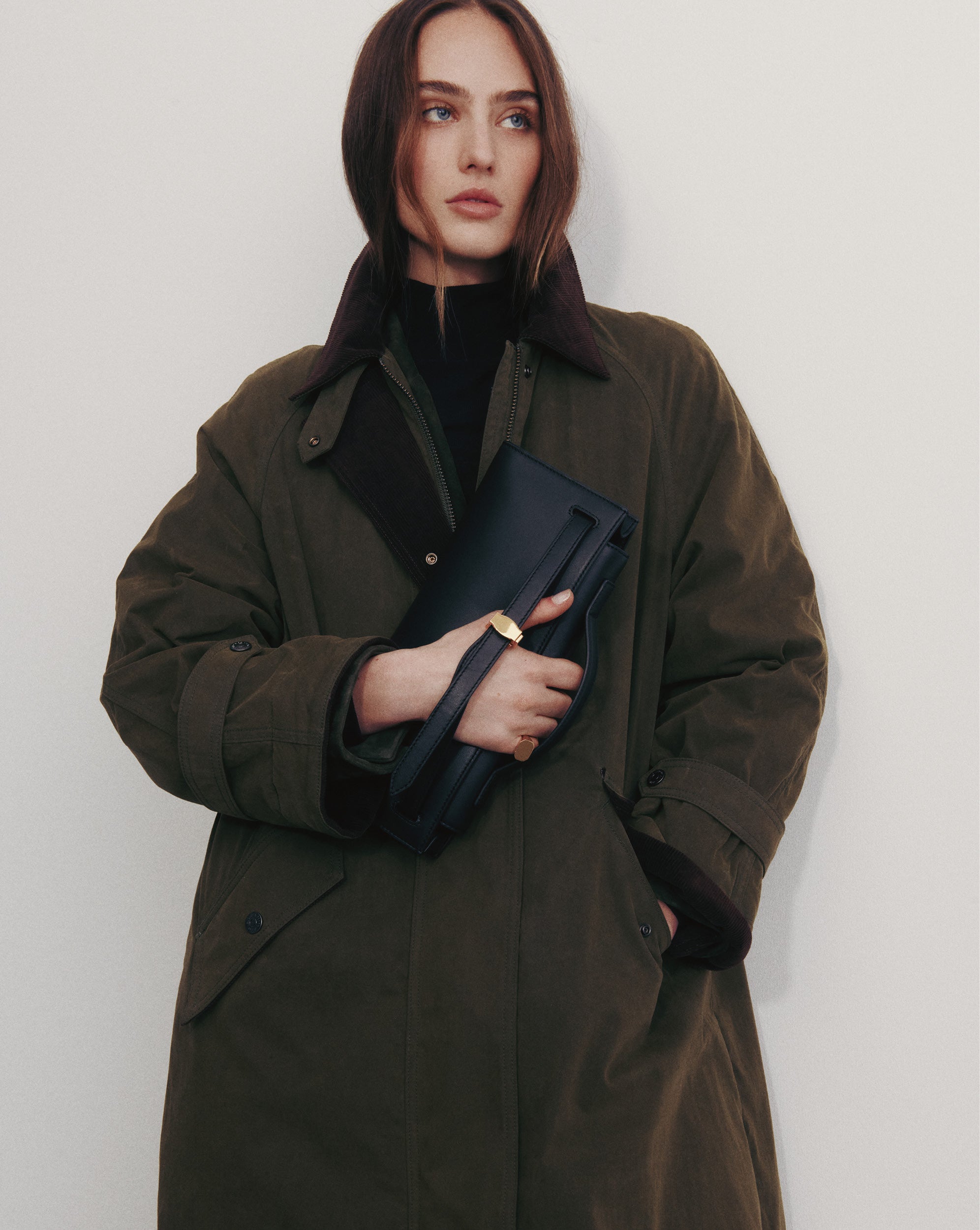 Dietz Coated Field Coat in Green Army | Veronica Beard