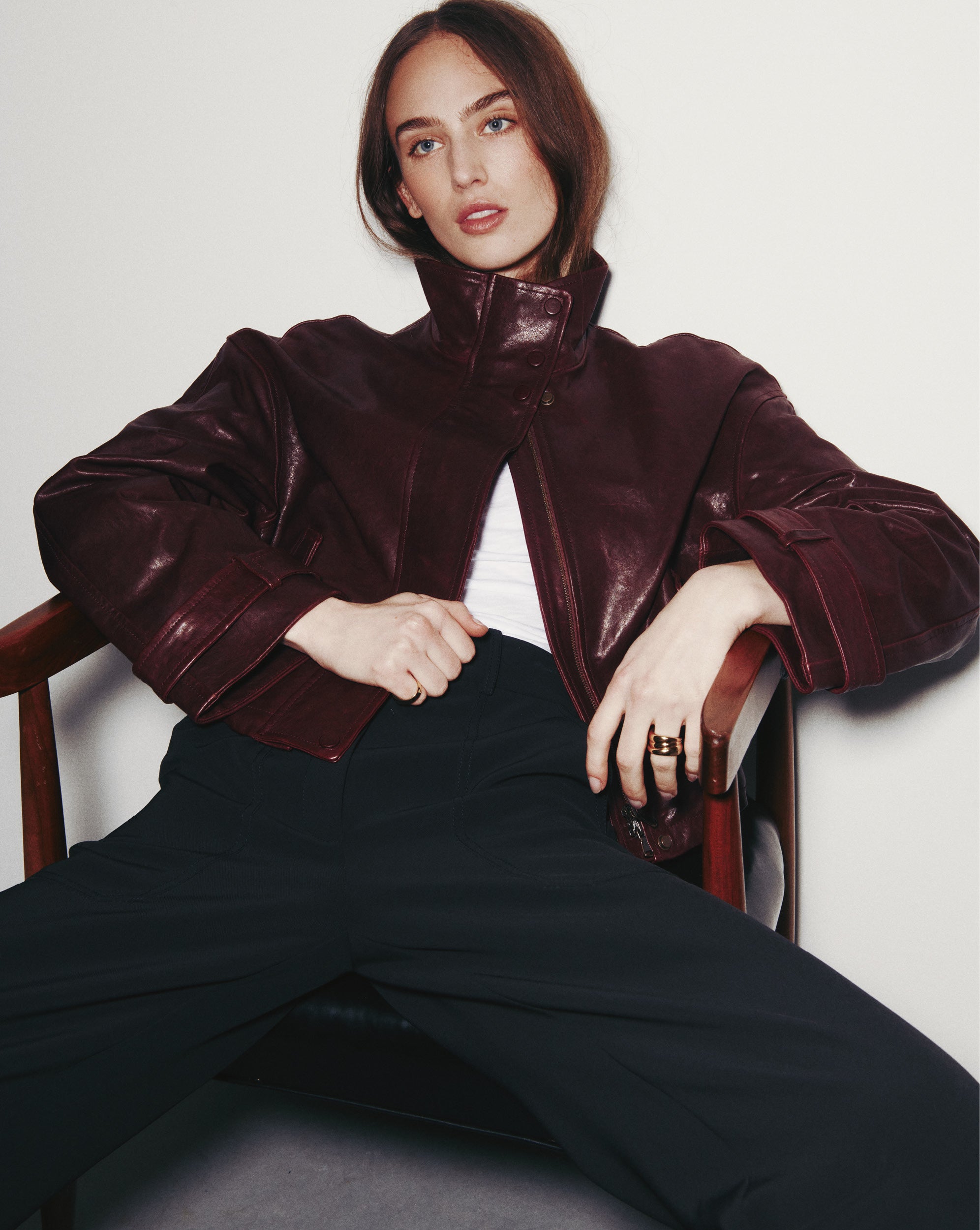 Veronica Beard Bateman Cropped Leather Jacket - Raisin