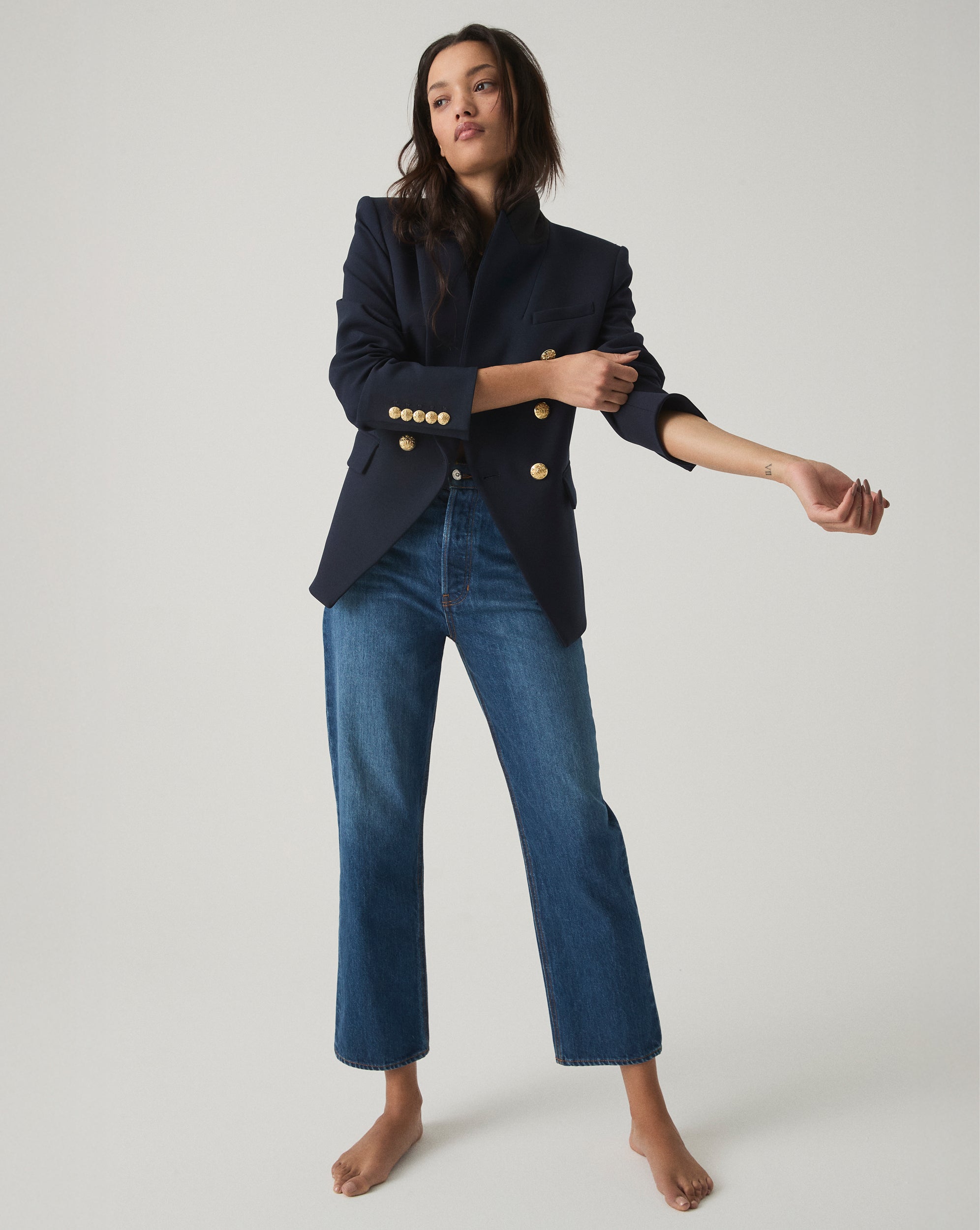 Veronica Beard Daniela Straight-Leg Jean - Bright Blue