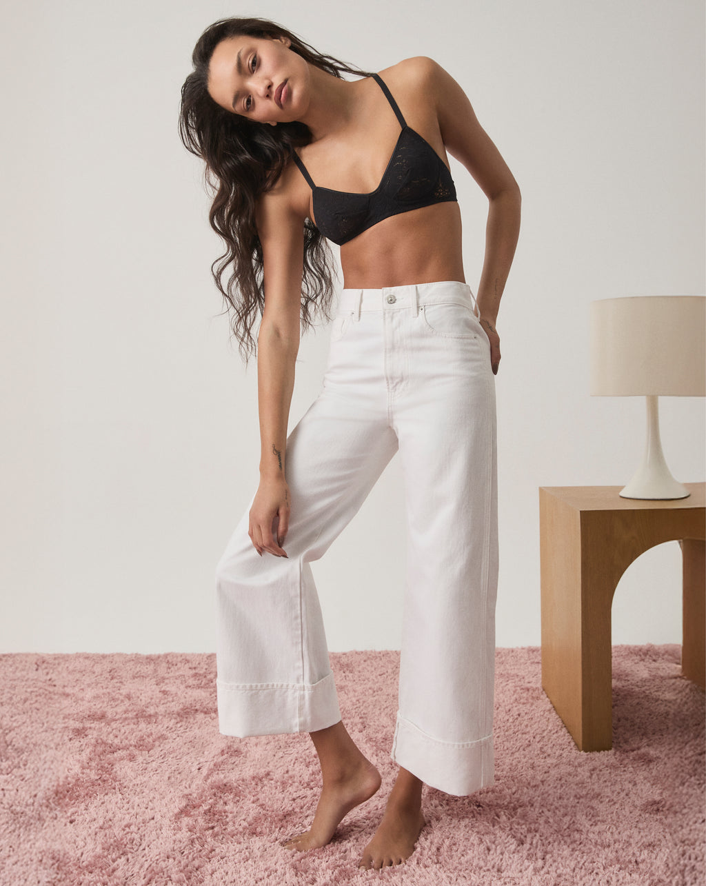 Veronica Beard Taylor Cuffed Cropped Wide-Leg Jean - White