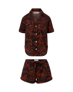 Veronica Beard Short-Sleeve Cotton Pajama Set - Black/Red