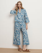 Veronica Beard Long-Sleeve Cotton Pajama Set - Jasper Blue