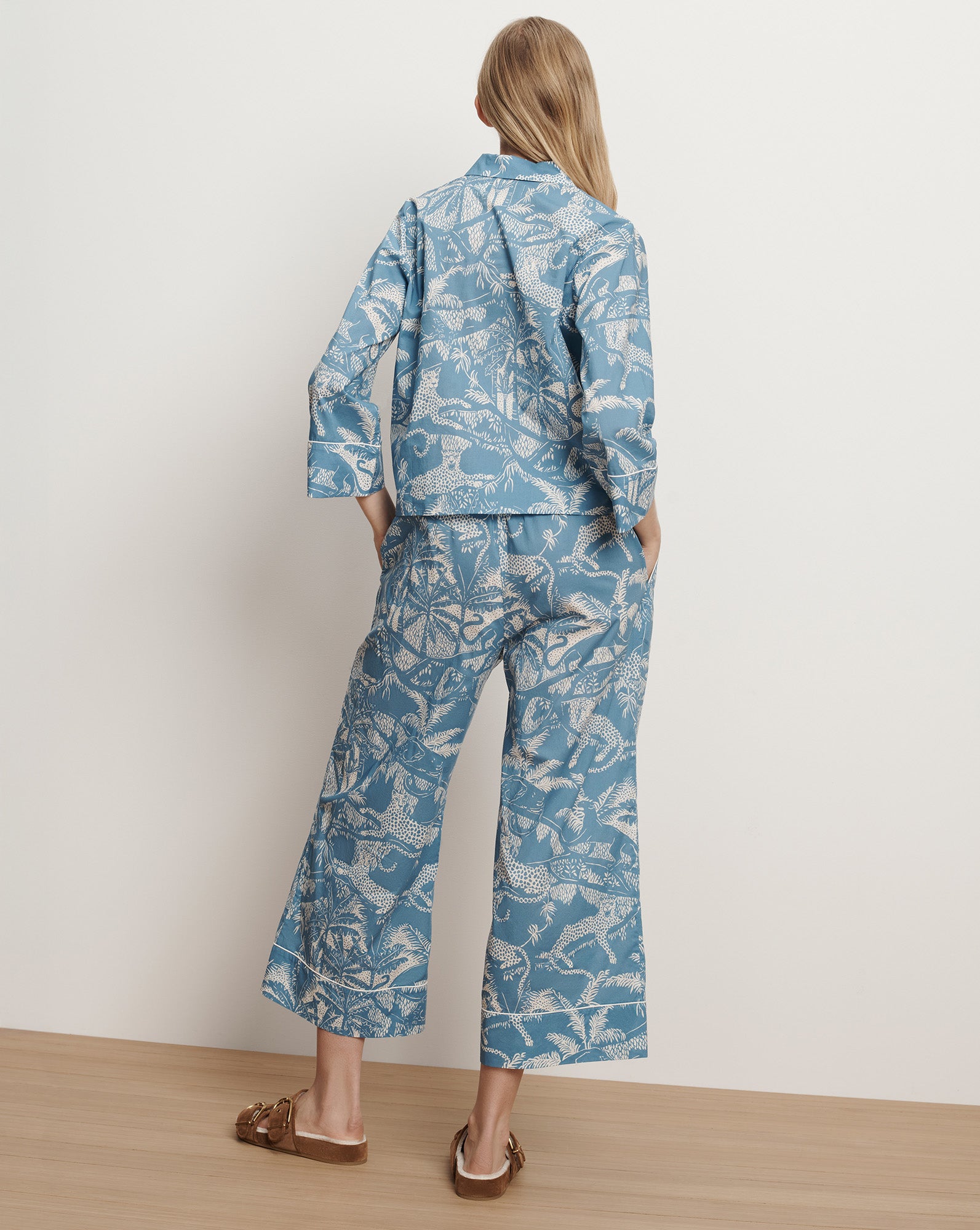 Veronica Beard Long-Sleeve Cotton Pajama Set - Jasper Blue
