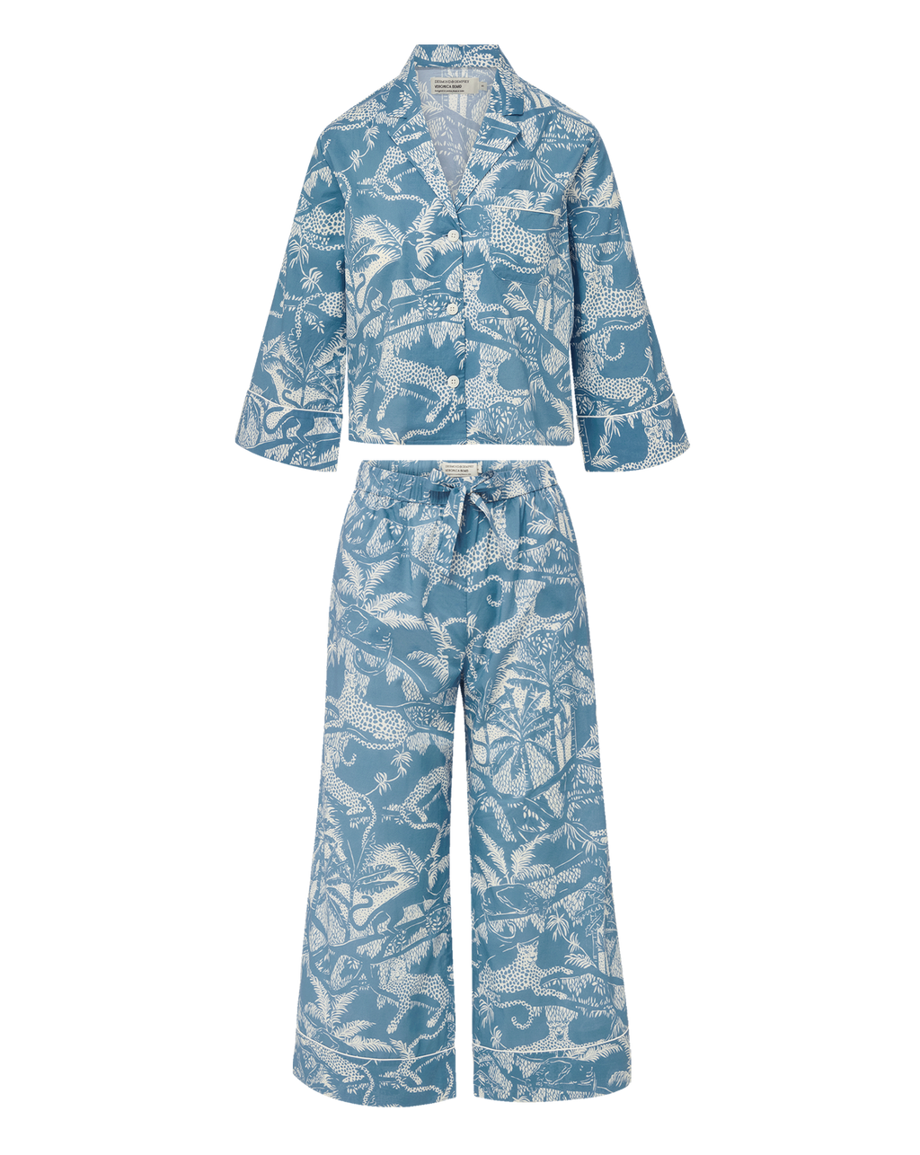 Veronica Beard Long-Sleeve Cotton Pajama Set - Jasper Blue