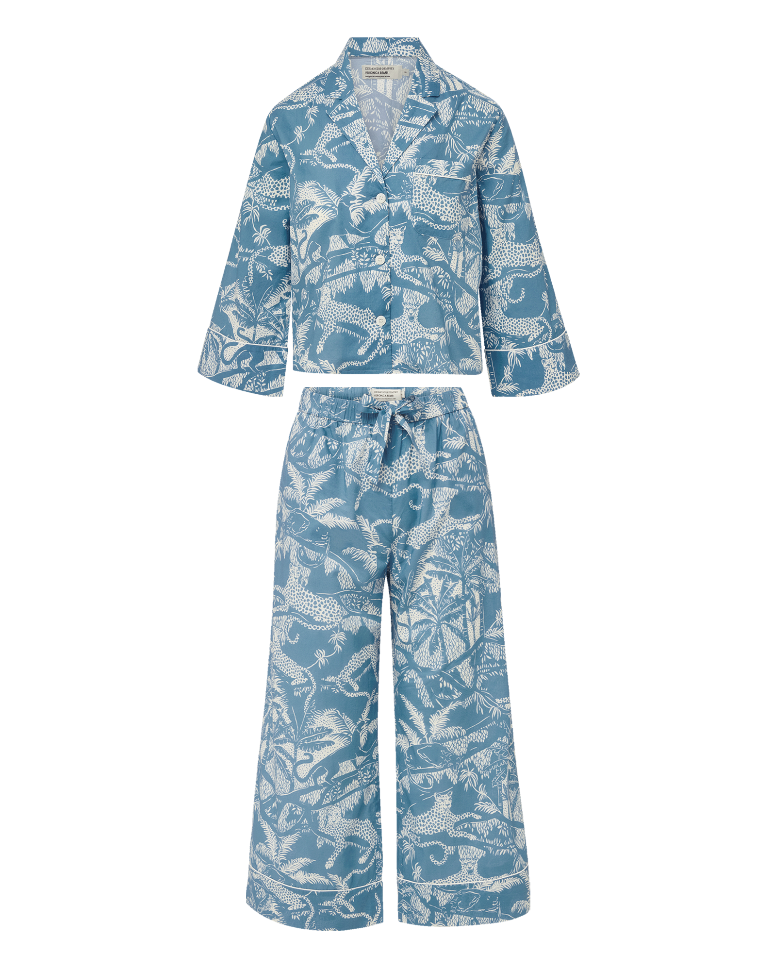Veronica Beard Long-Sleeve Cotton Pajama Set - Jasper Blue