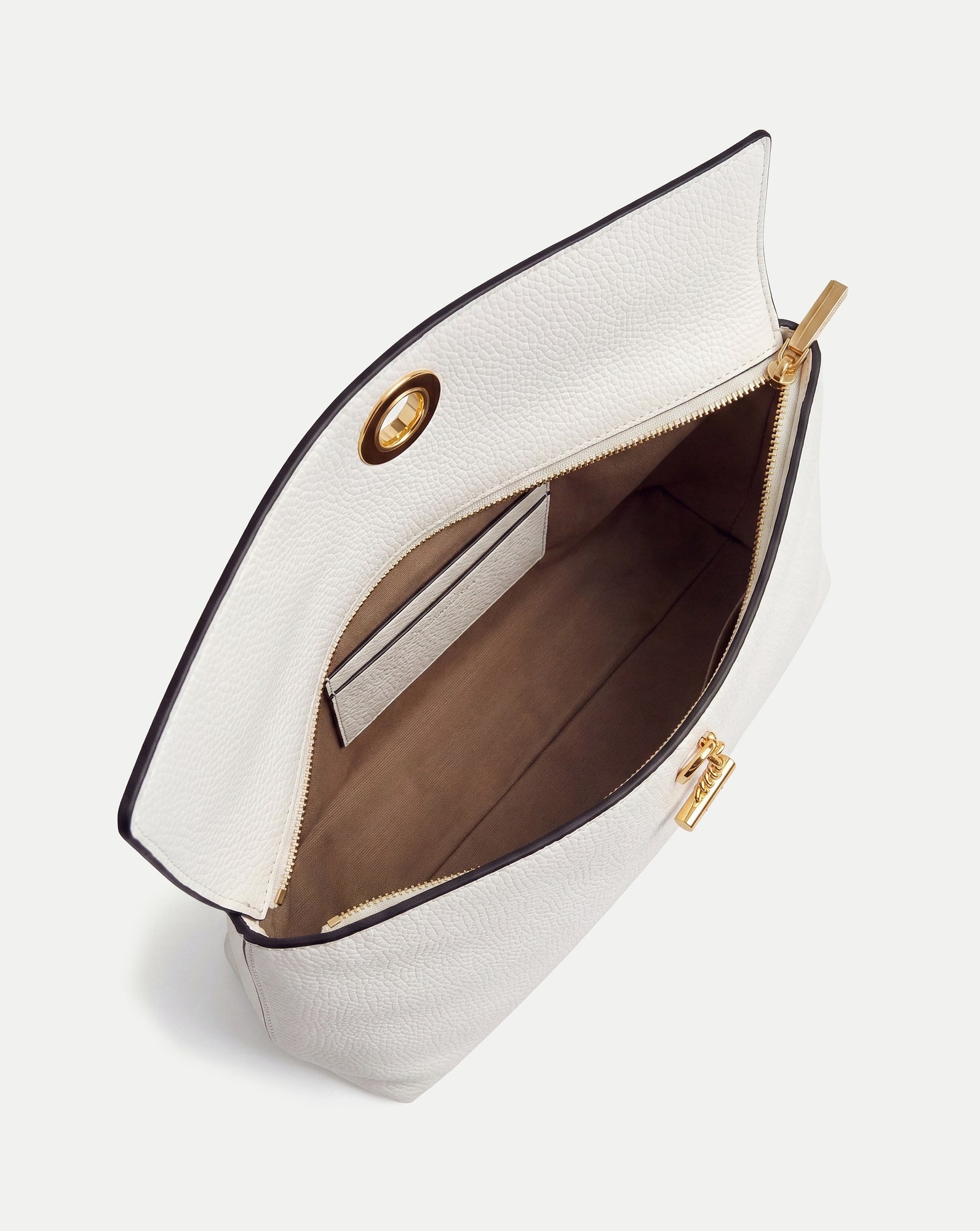 Anchor Clutch in Off White Pebbled Leather | Veronica Beard
