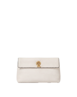 Veronica Beard White leather clutch with gold-tone hardware.