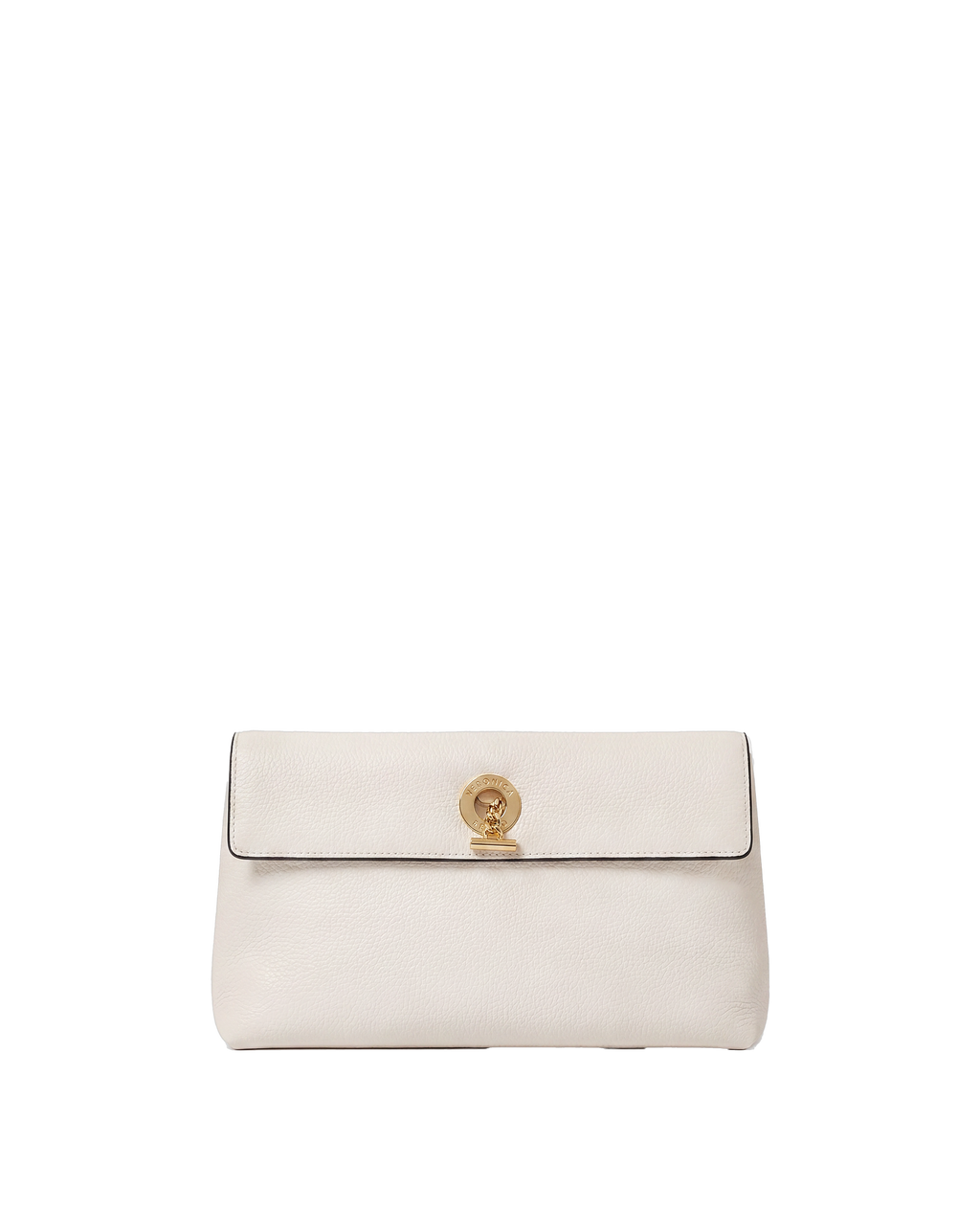 Anchor Clutch in Off White Pebbled Leather | Veronica Beard