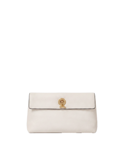 Veronica Beard White leather clutch with gold-tone hardware.