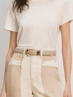 Veronica Beard Arch Leather Belt - Oat