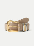 Veronica Beard Arch Leather Belt - Oat