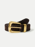 Veronica Beard Arch Suede Whipstitch Belt - Espresso