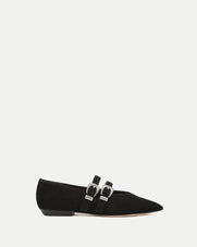 Veronica Beard Bancroft Suede Mary Jane Flat - Black