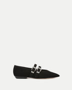 Veronica Beard Bancroft Suede Mary Jane Flat - Black