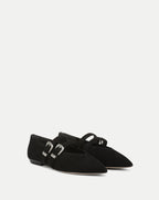 Veronica Beard Bancroft Suede Mary Jane Flat - Black
