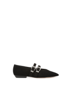 Veronica Beard Bancroft Suede Mary Jane Flat - Black