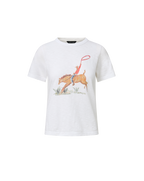 Veronica Beard White cotton t-shirt with a horse graphic, paired
