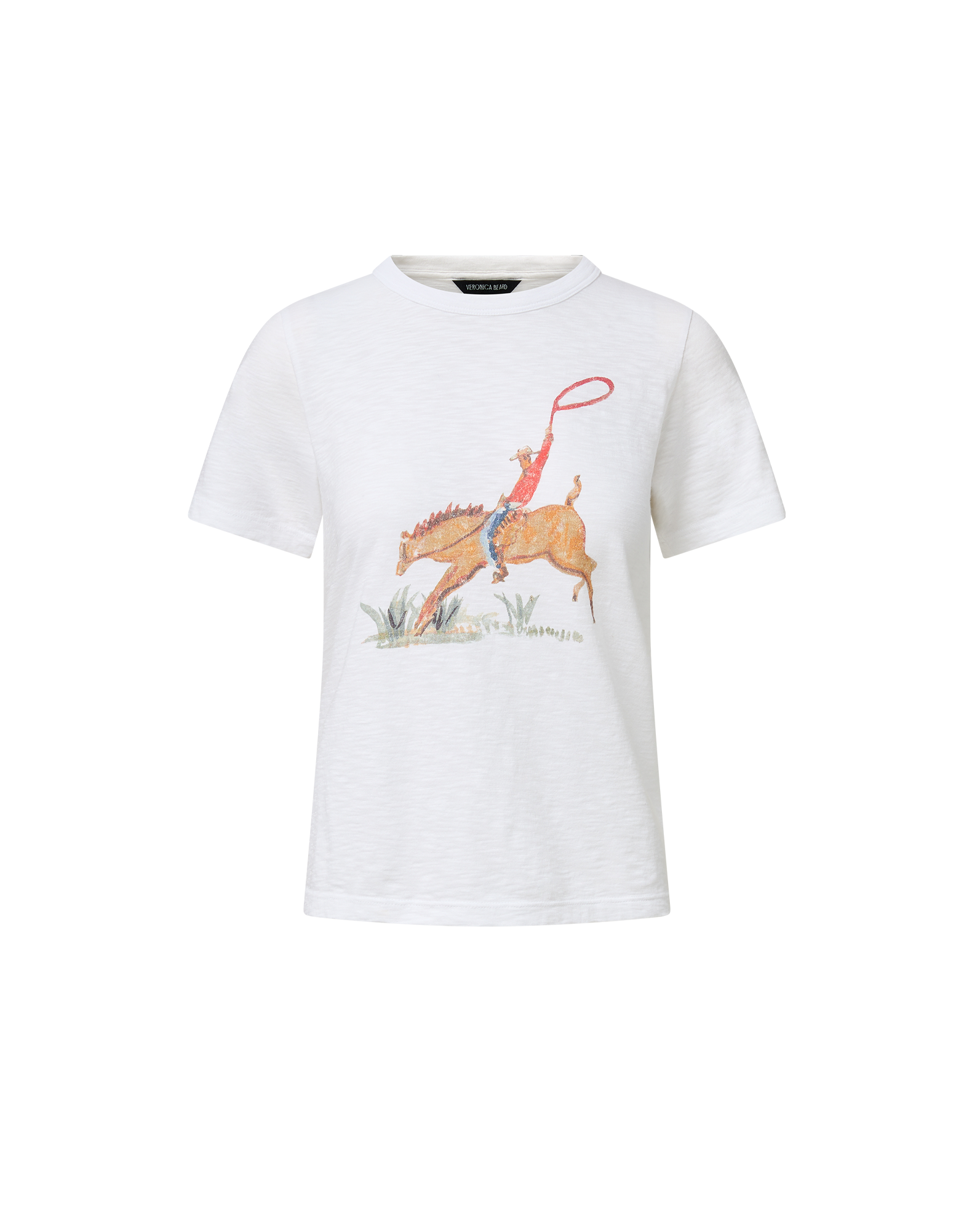 Veronica Beard White cotton t-shirt with a horse graphic, paired