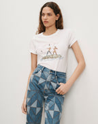 Veronica Beard White t-shirt with a graphic of two people