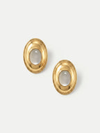Veronica Beard Gold-toned earrings with a circular, translucent white stone