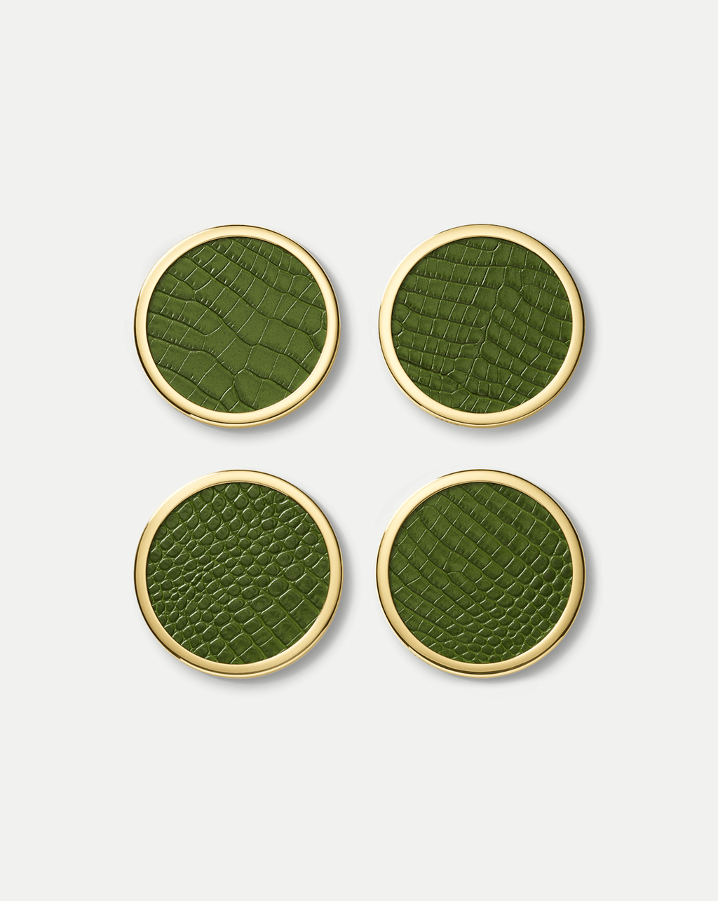 Veronica Beard Croc-Embossed Leather Coaster Set - Green