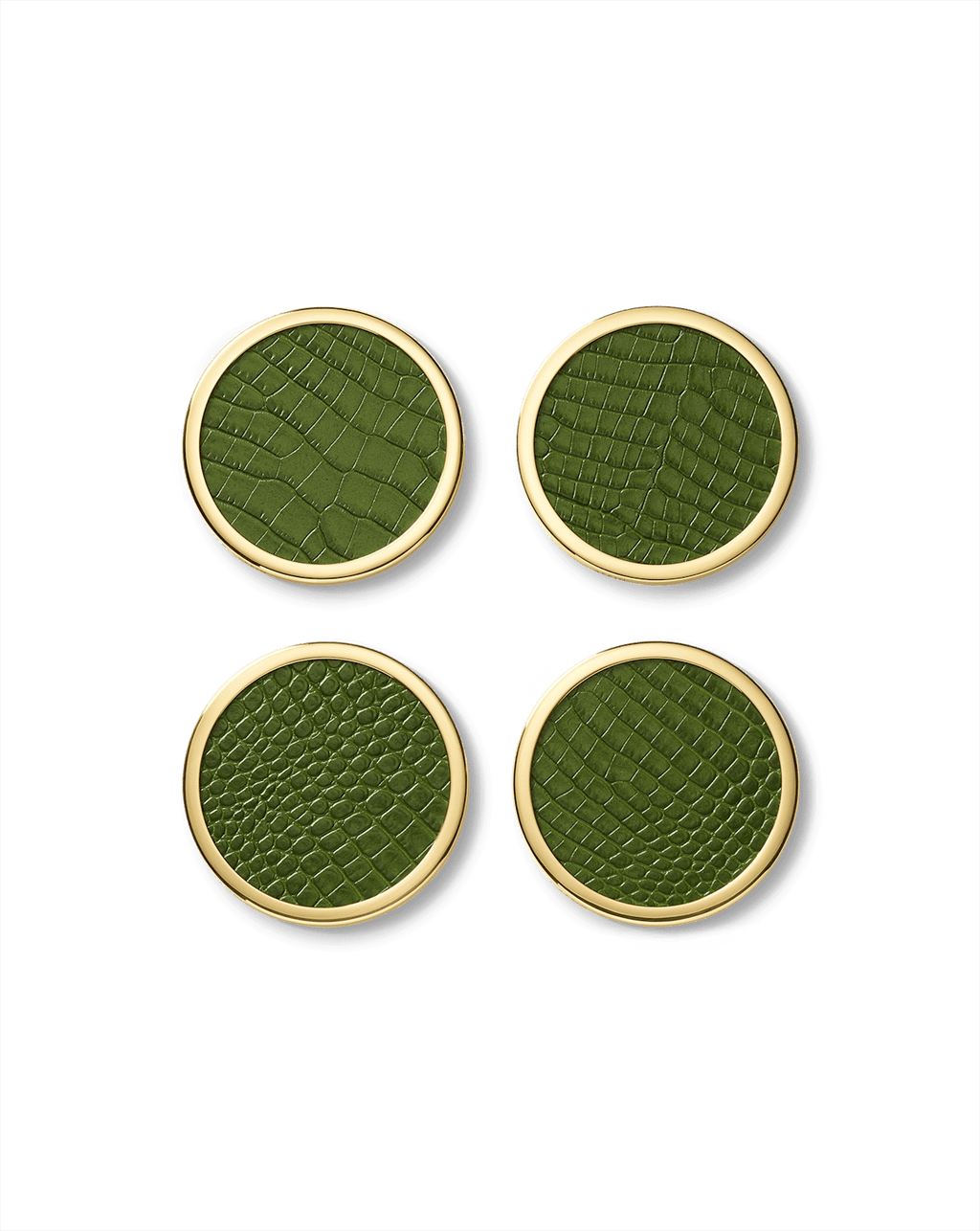 Veronica Beard Croc-Embossed Leather Coaster Set Green