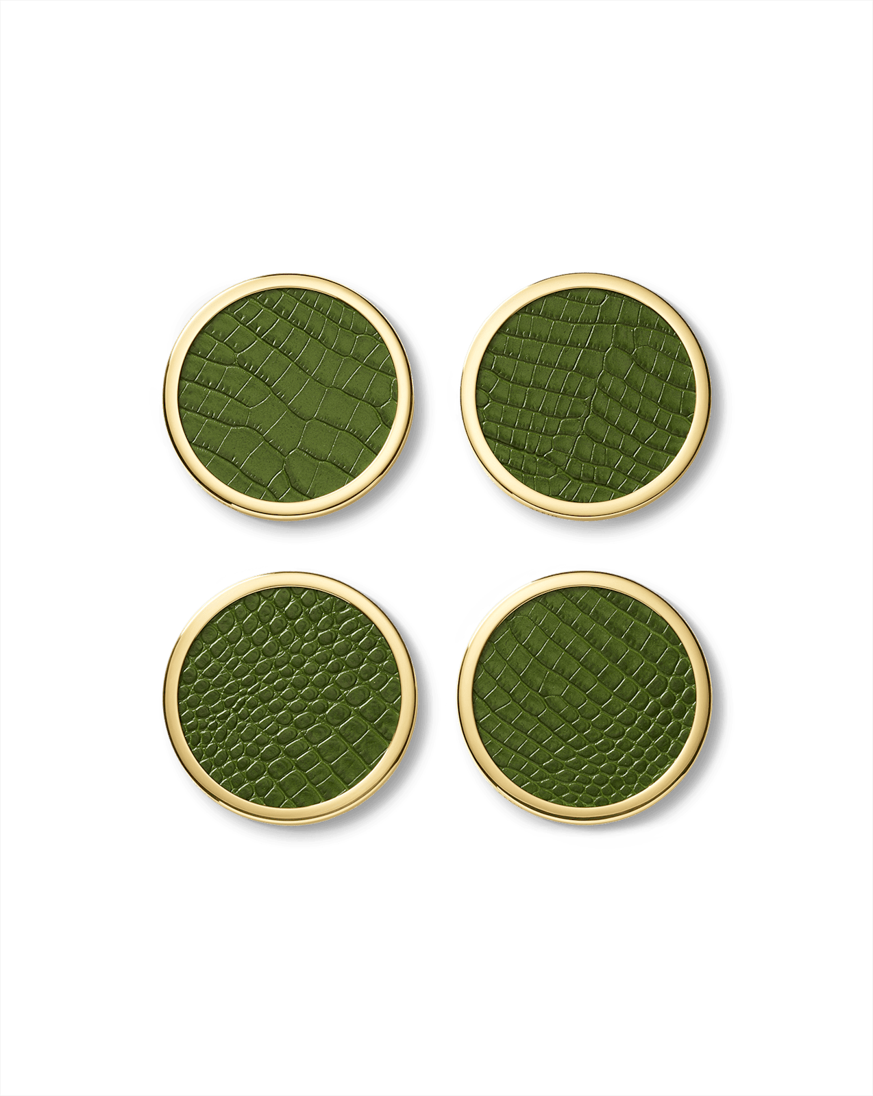 Veronica Beard Croc-Embossed Leather Coaster Set Green