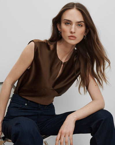suede brown mini dress Veronica Beard Sparrow Silk Blouse | Walnut