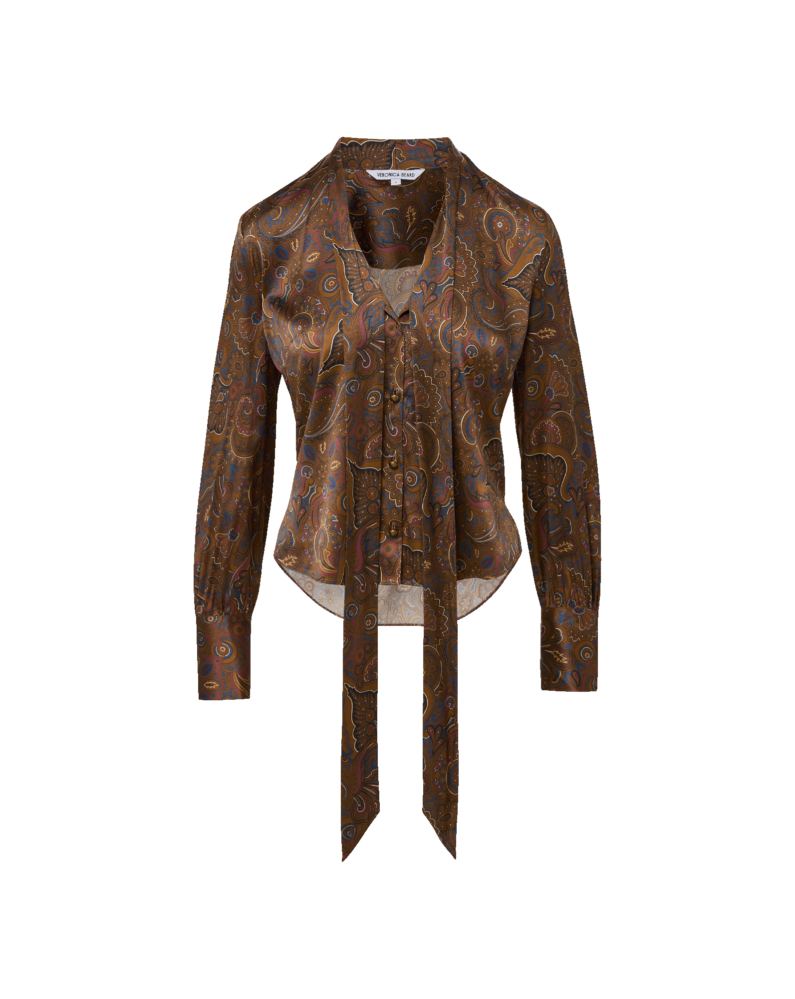 Francine Tie-Neck Blouse in Brown Paisley Walnut Multi | Veronica Francine Tie-Neck Blouse in Brown Paisley Walnut Multi | Veronica