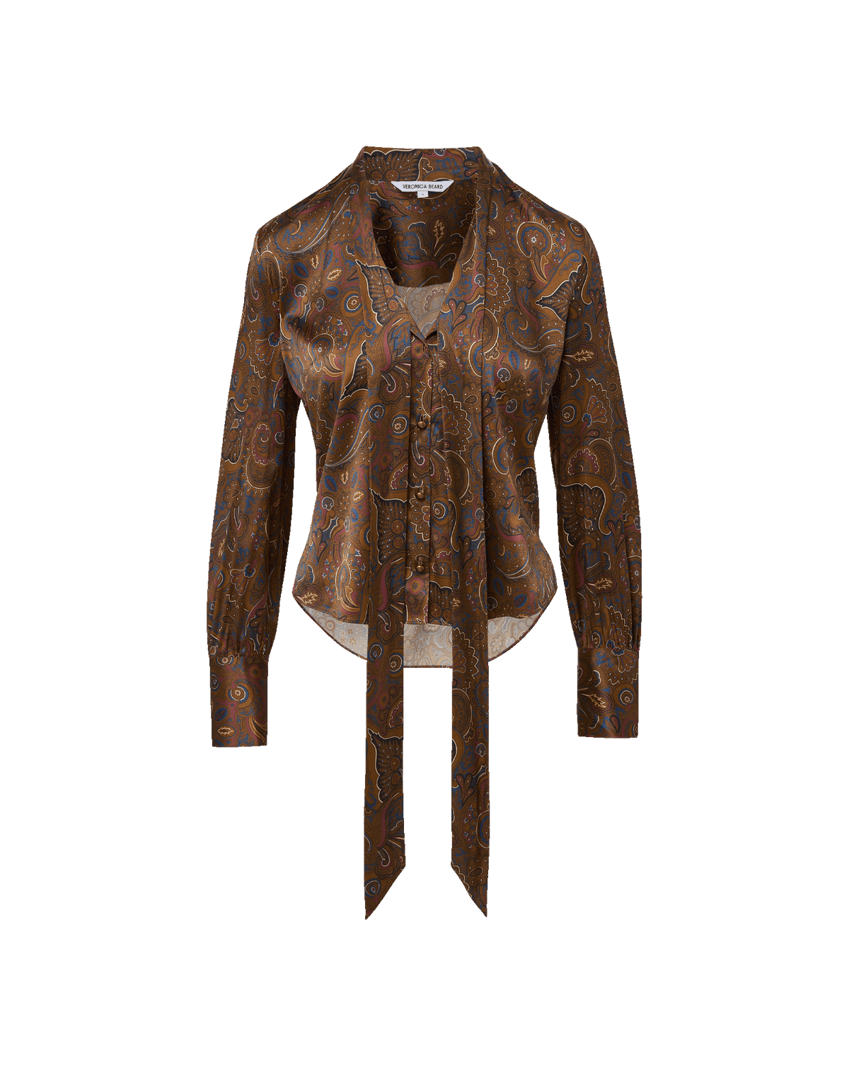Francine Tie-Neck Blouse in Brown Paisley Walnut Multi | Veronica