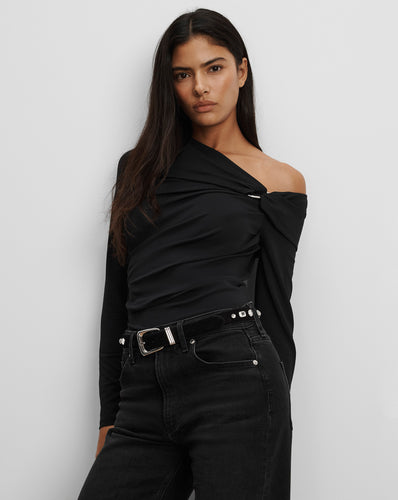 Veronica Beard Lozea Off-the-Shoulder Top - Black