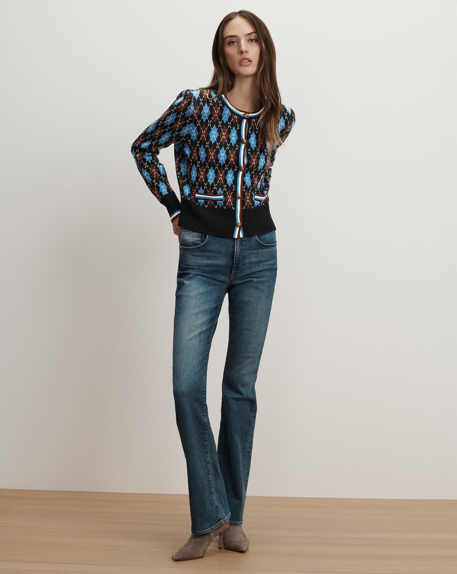 Sylvane Argyle Cardigan in Black Multi | Veronica Beard