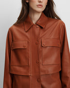 Veronica Beard Liora Leather Utility Dickey Coat