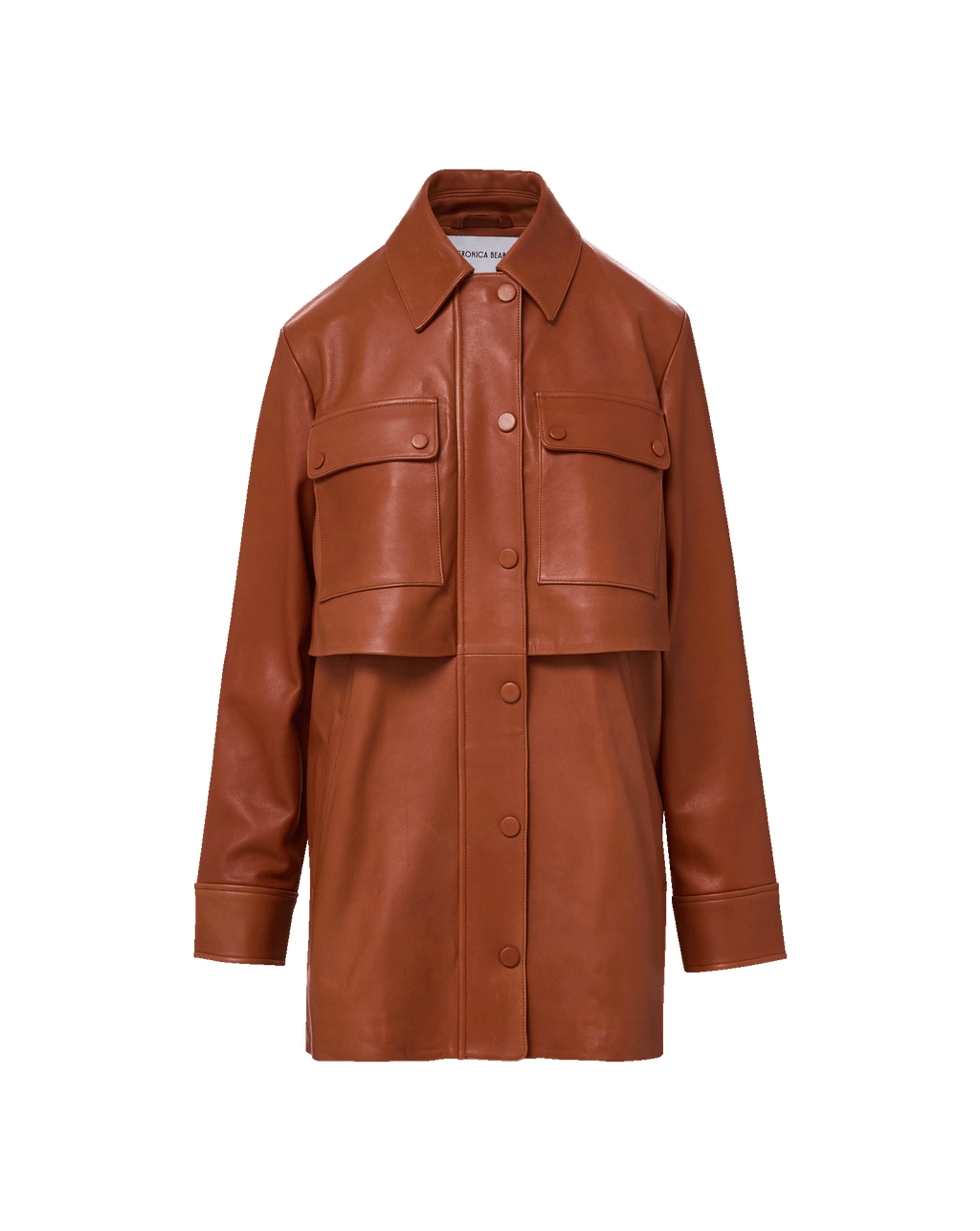Veronica Beard Liora Leather Utility Dickey Coat Red Oak