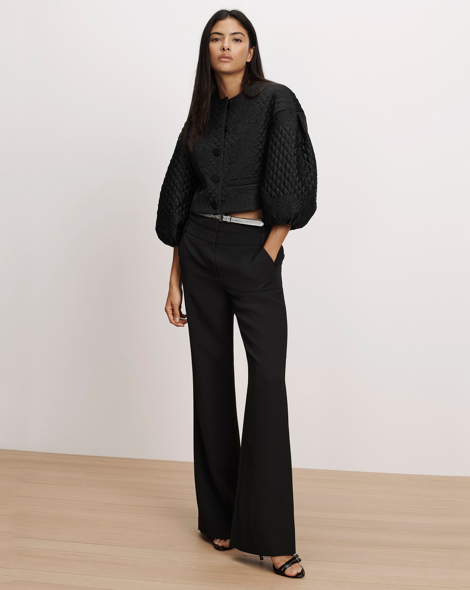 Veronica Beard Dash Leather Belt - Silver