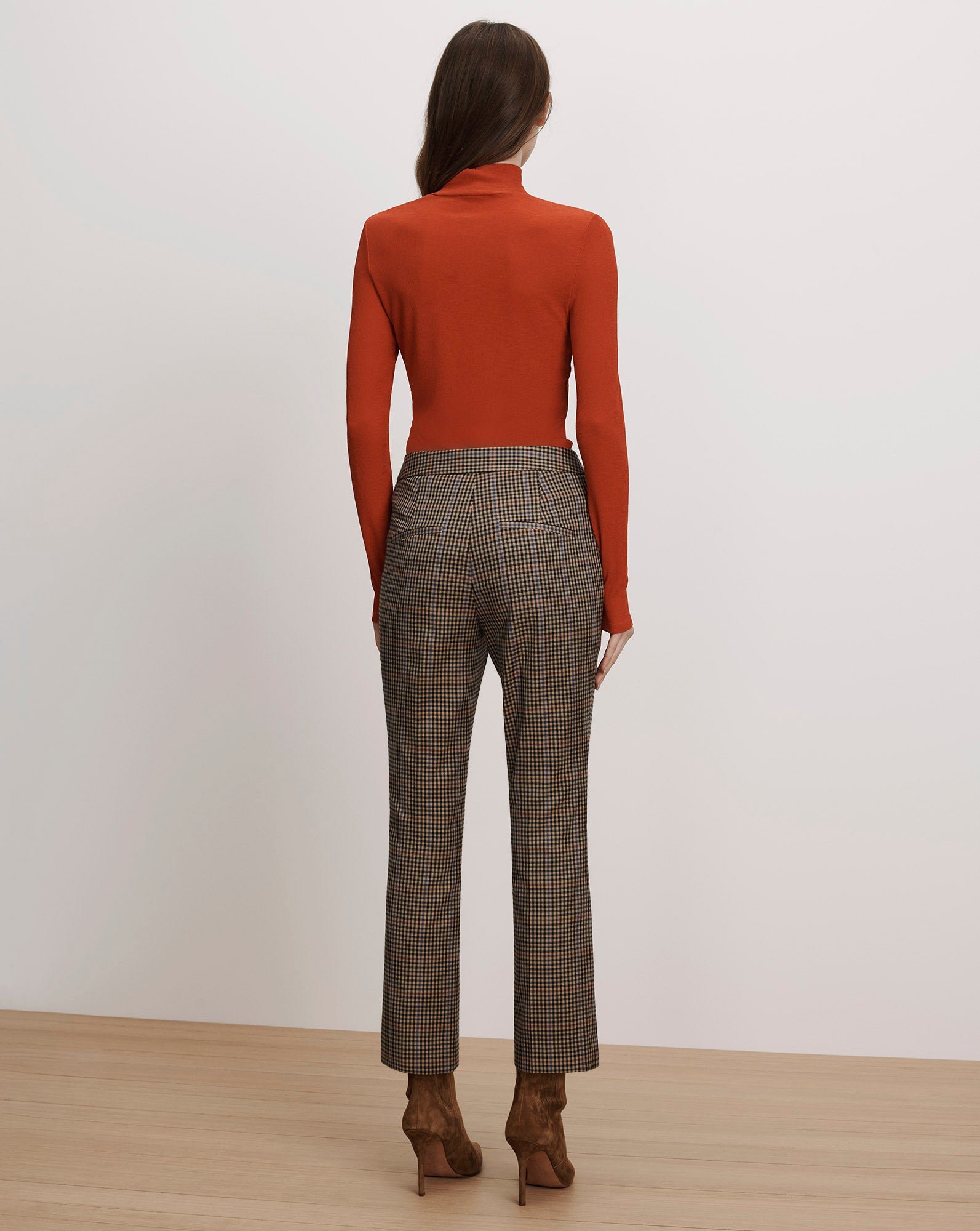 Arte Kick-Flare Pant in Brown Houndstooth Russet Multi | Veronica