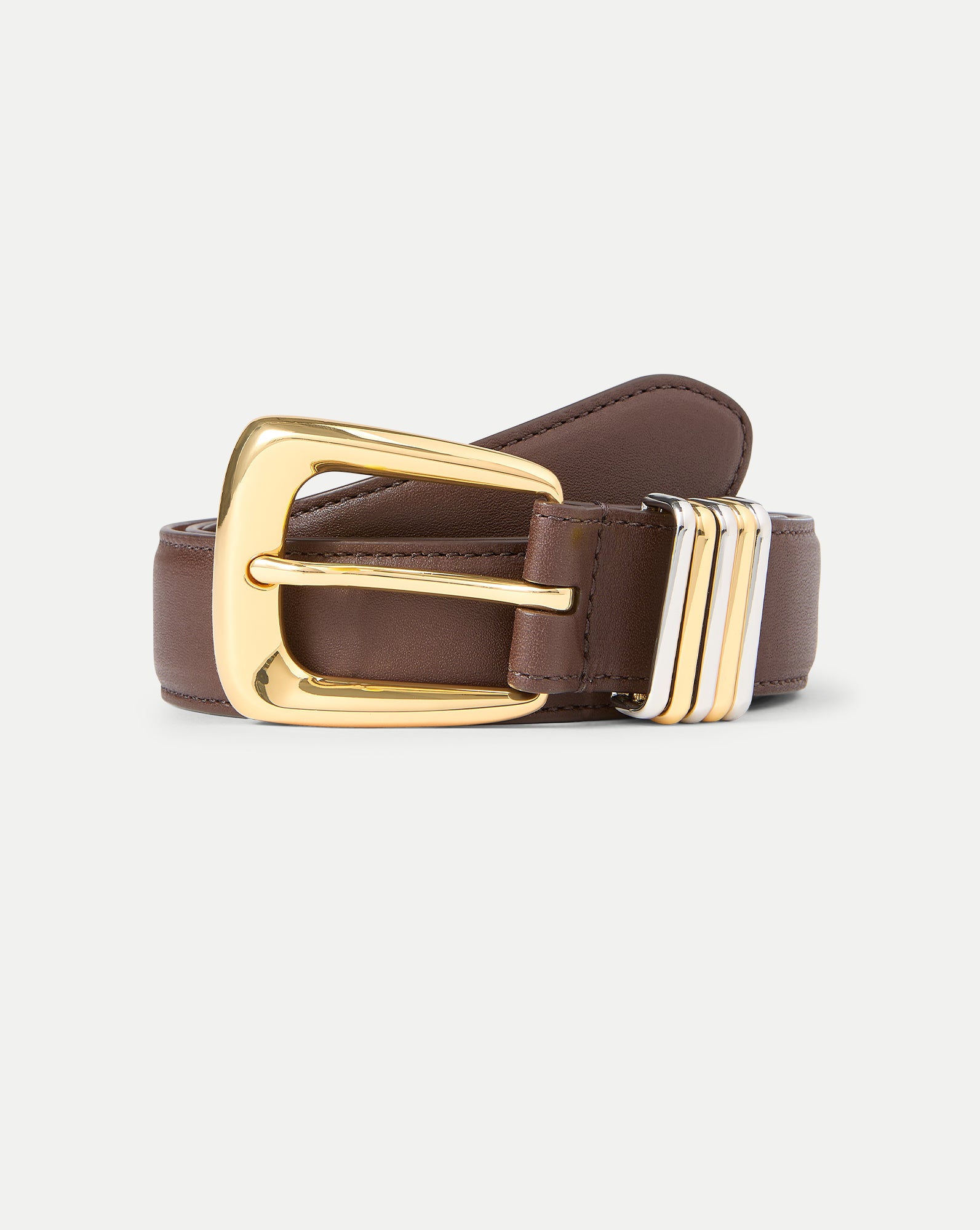 Arch Leather Belt in Brown Espresso | Veronica Beard