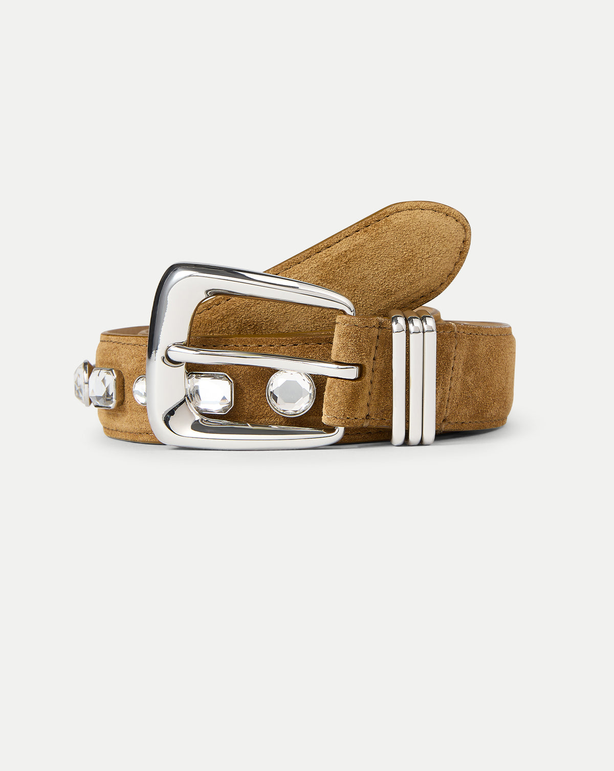 Arch Suede Crystal Embellished Belt in Brown Suede Acorn  display picture 1
