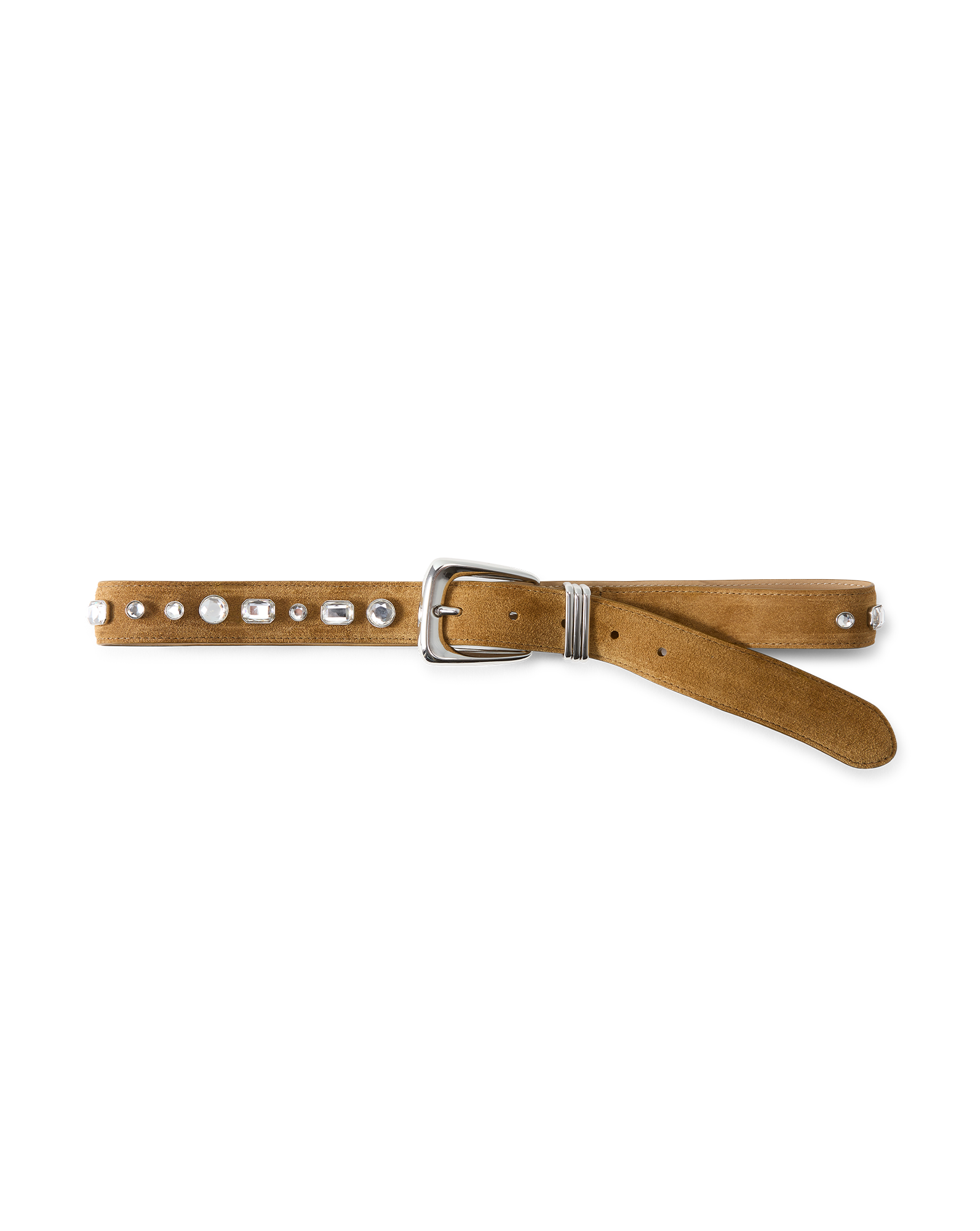 Veronica Beard Arch Suede Embellished Belt Acorn