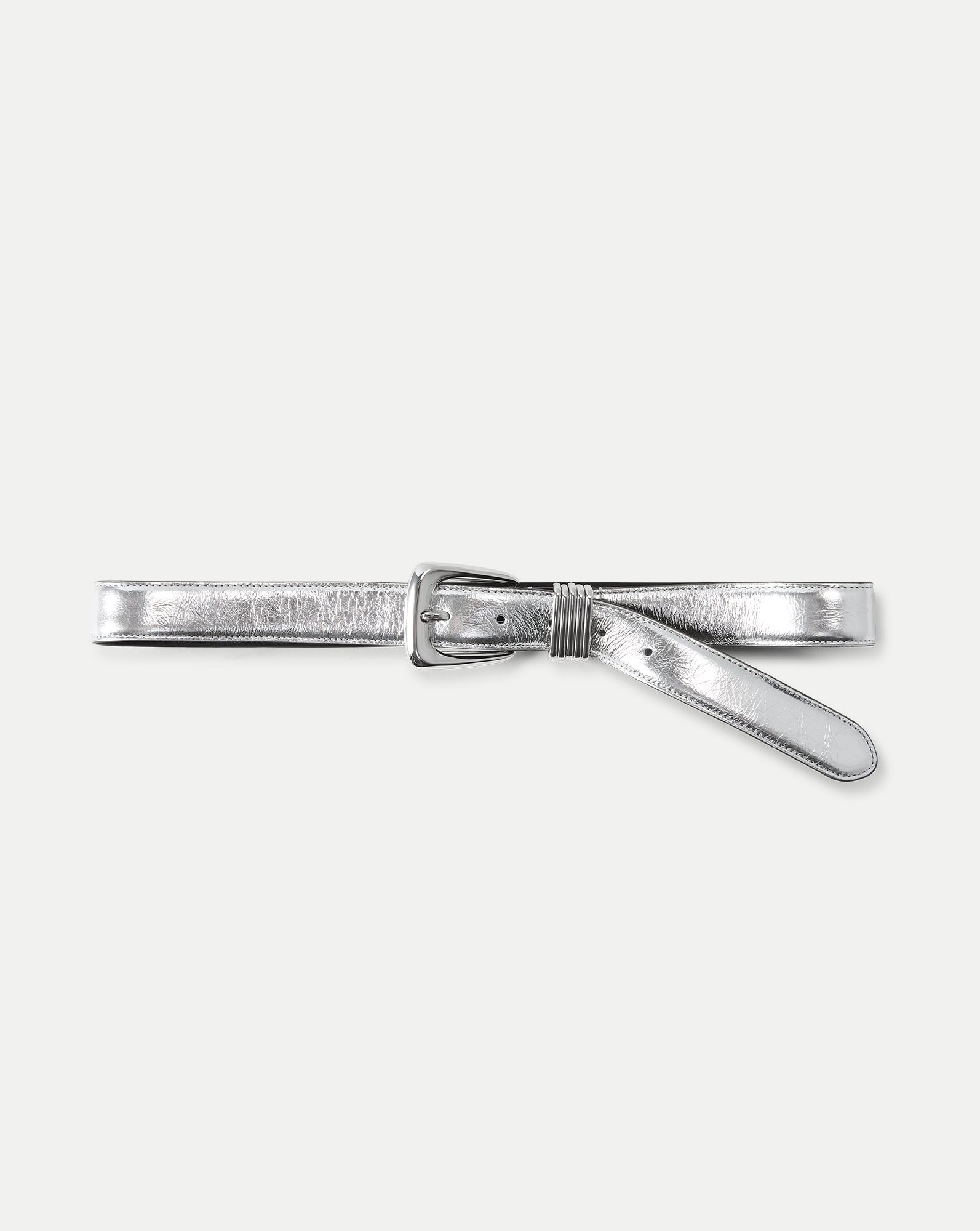 Arch Leather Belt in Silver | Veronica Beard