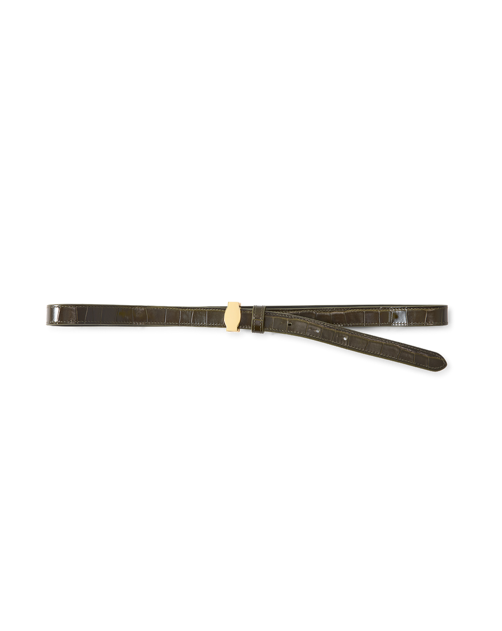 Veronica Beard Dash Croc-Embossed Belt Cypress